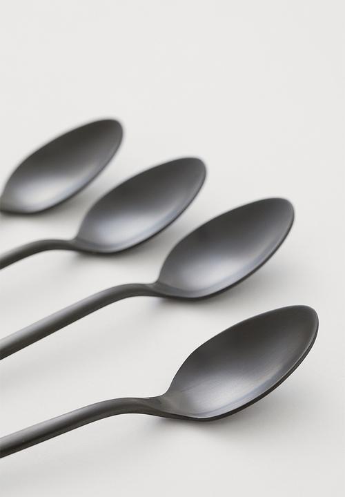 H&M - 4-pack teaspoons - black/matt