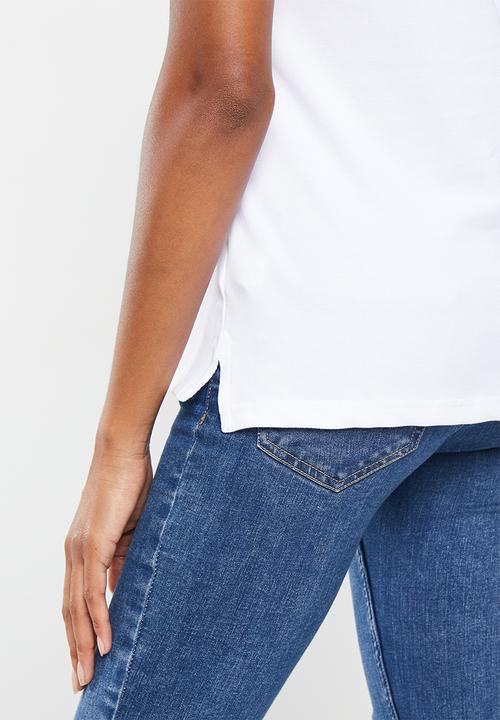 POLO - Wmn colour panel short sleeve golfer - white