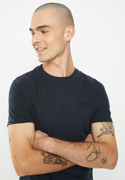 Superdry. - Vintage logo embroidered tee  - eclipse navy navy