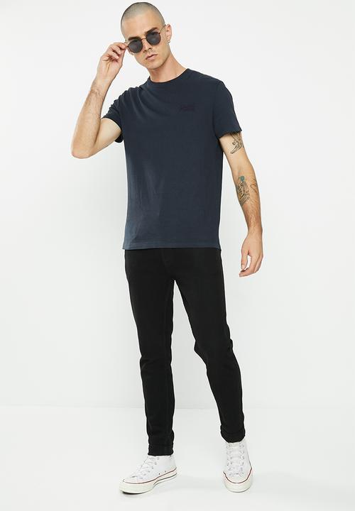 Superdry. - Vintage logo embroidered tee  - eclipse navy navy
