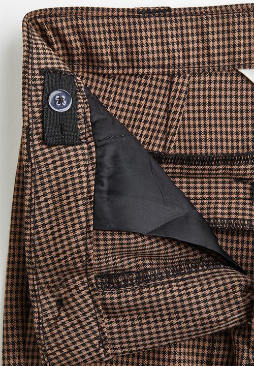 H&M - Flared tailored trousers - brown/checked