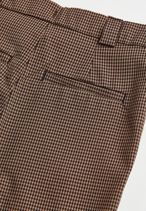 H&M - Flared tailored trousers - brown/checked