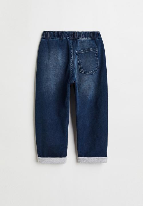 H&M - Lined denim joggers - dark denim blue