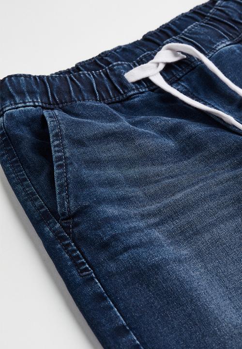H&M - Lined denim joggers - dark denim blue