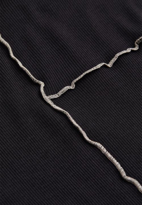 H&M - Long-sleeved ribbed top - black/white
