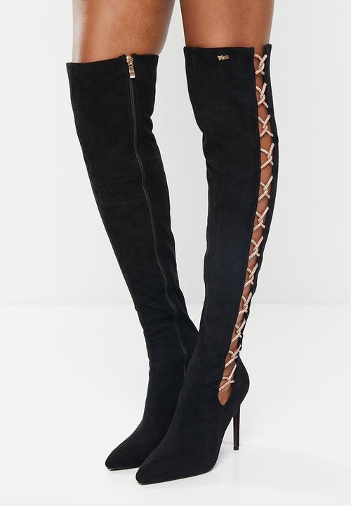 Plum - Giada stiletto boot - black