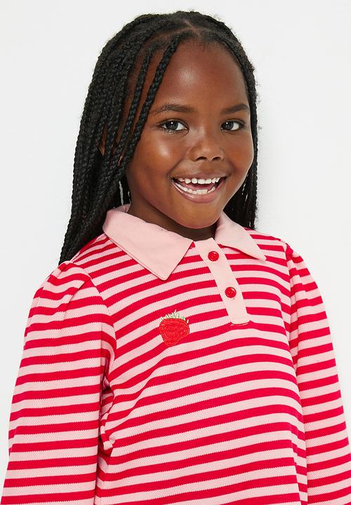Pop Candy - Stripe golfer dress - red & pink