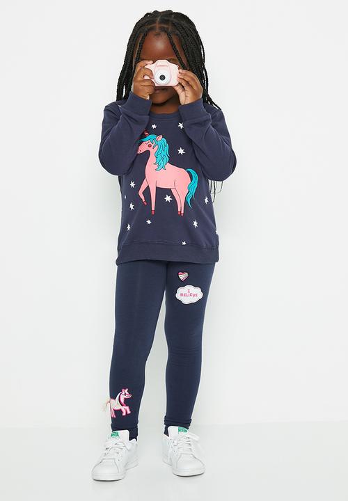 Pop Candy - Girls unicorn sweatshirt - navy