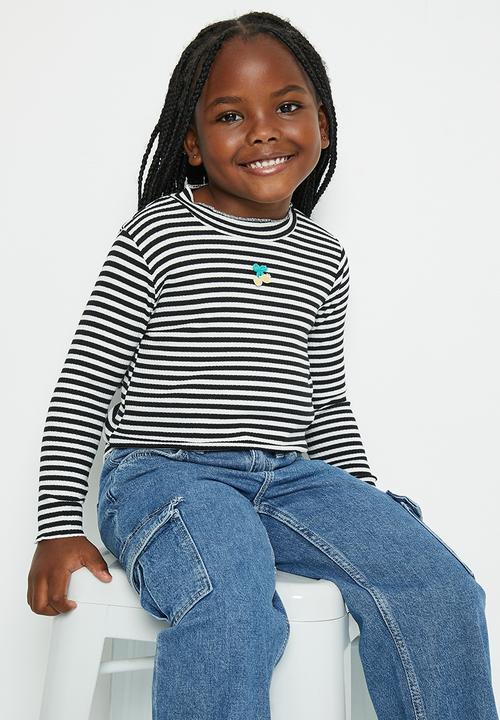 Pop Candy - Girls stripe top - black & white
