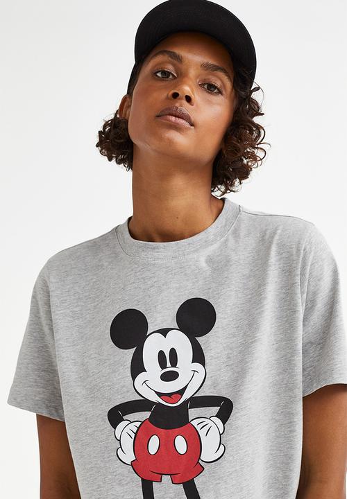 H&M - T-shirt with a motif - grey/mickey mouse