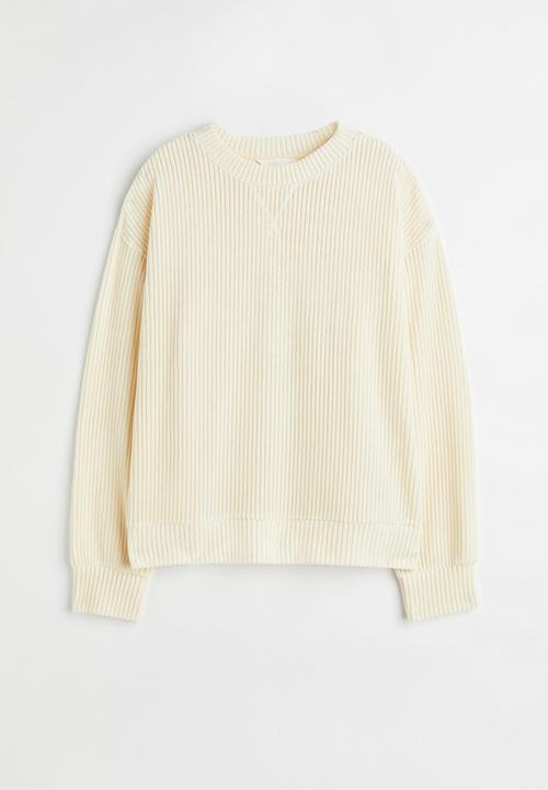 H&M - Ribbed velour top - cream