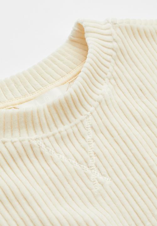 H&M - Ribbed velour top - cream