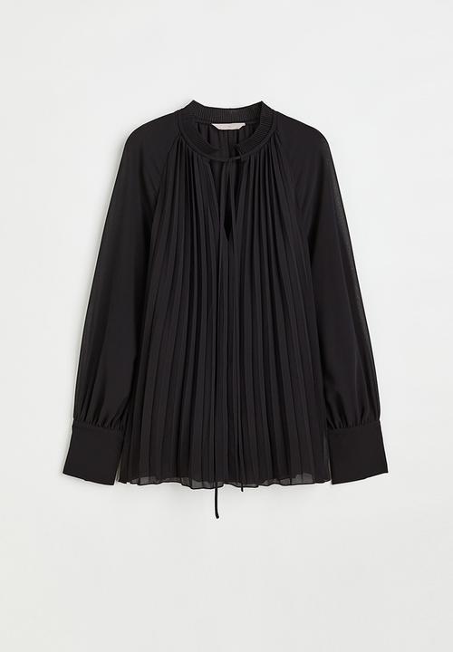H&M - Pleated chiffon blouse - black