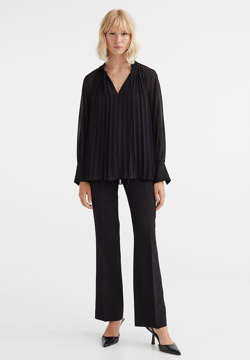 H&M - Pleated chiffon blouse - black