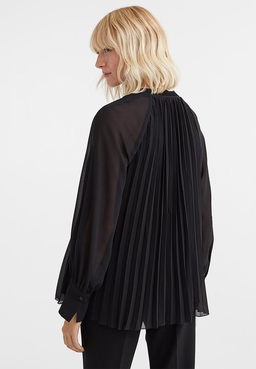 H&M - Pleated chiffon blouse - black