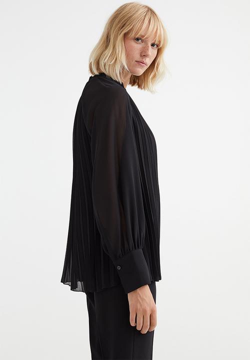 H&M - Pleated chiffon blouse - black