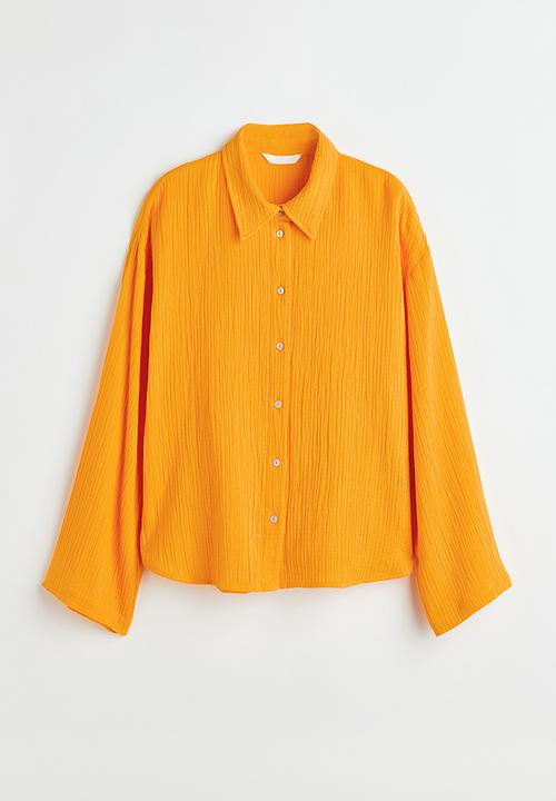H&M - Crinkled cotton shirt - dark yellow