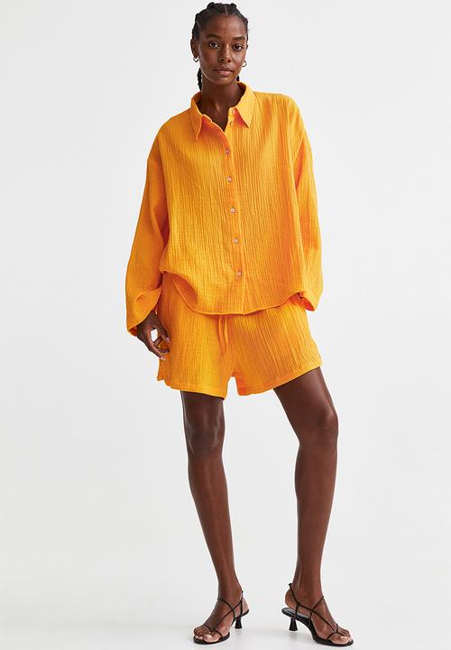 H&M - Crinkled cotton shirt - dark yellow