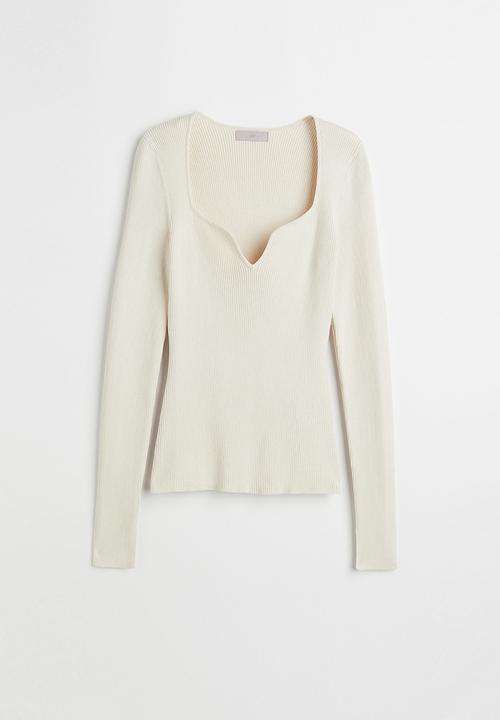 H&M - Rib-knit top - light beige