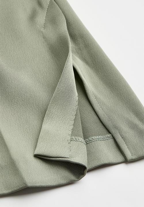 H&M - Satin trousers - light khaki green