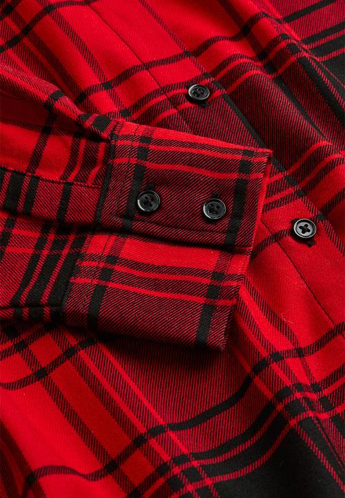 H&M - Oversized flannel shirt - red/checked