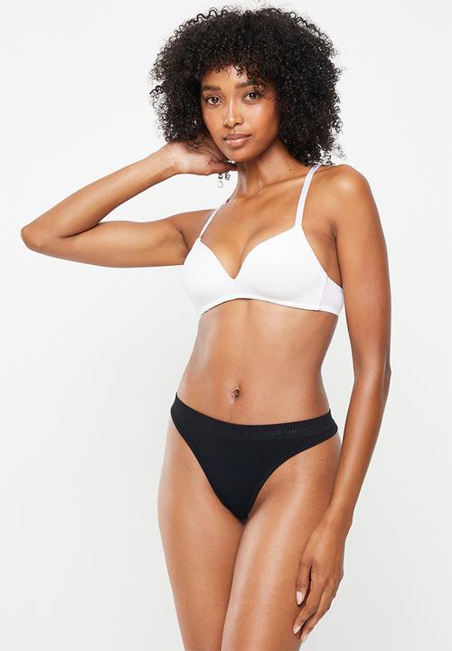 Cotton On - Seamless high cut thong brief 3-pack - black