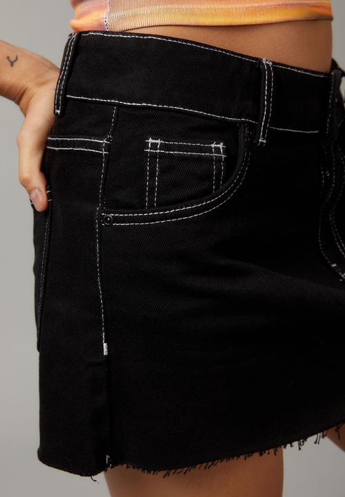 Factorie - Denim micro mini skirt - black/white