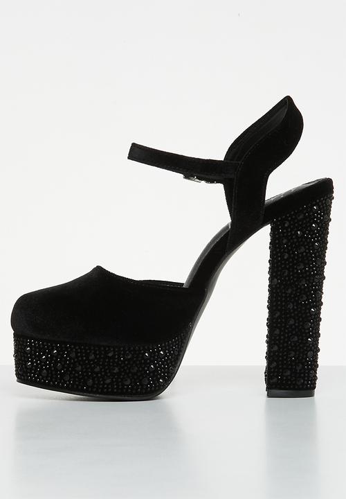 SISSY BOY - Love so high embellished platform heel - black