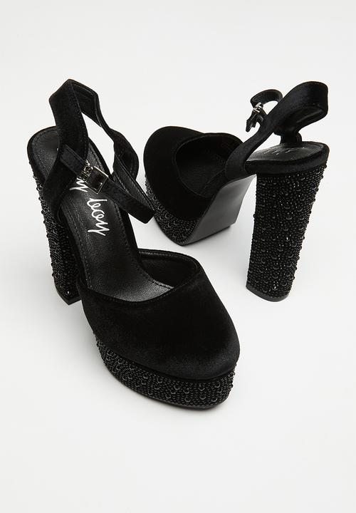 SISSY BOY - Love so high embellished platform heel - black