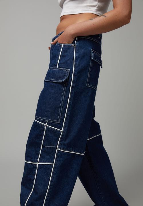 Factorie - Hype front pocket jean - Indigo/white piping