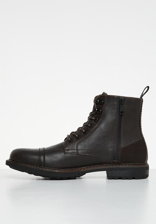 Steve Madden - Elija eco leather/suede lace-up boot - brown