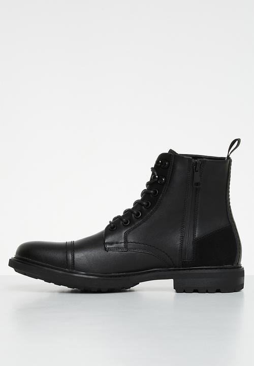 Steve Madden - Elija eco leather/suede lace-up boot - black