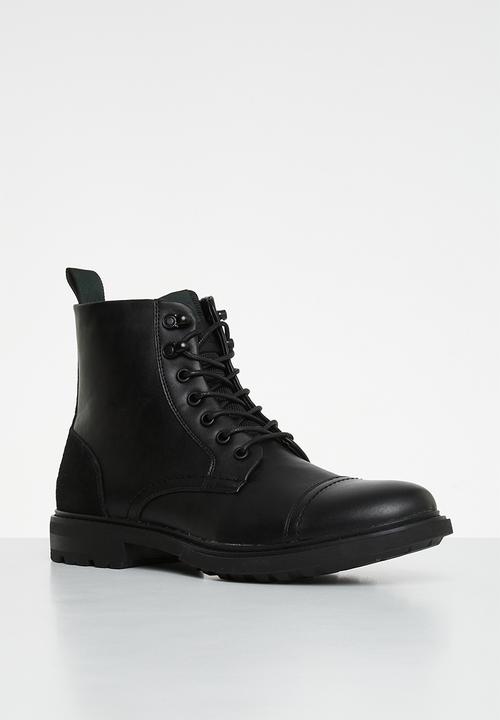 Steve Madden - Elija eco leather/suede lace-up boot - black