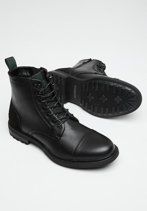 Steve Madden - Elija eco leather/suede lace-up boot - black