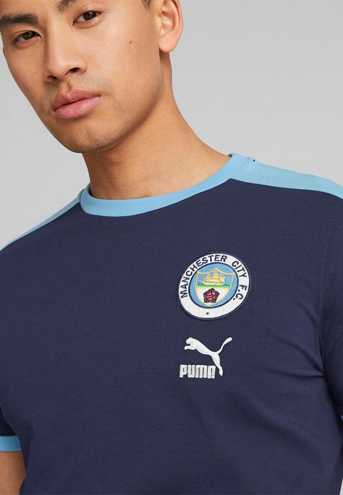 PUMA - Manchester City F.C. ftblHeritage T7 tee - puma navy-team light blue