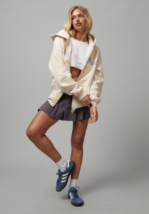 Factorie - Oversized zip through hoodie - light stone/maine state