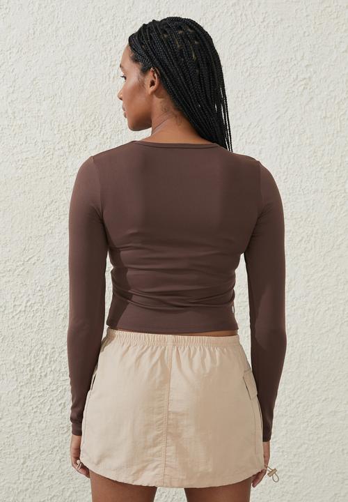 Cotton On - Ultra soft fitted long sleeve top - cedar brown