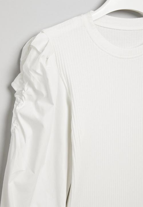 Pop Candy - Girls puff sleeve top - white