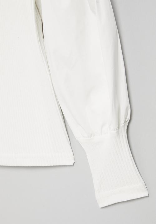 Pop Candy - Girls puff sleeve top - white