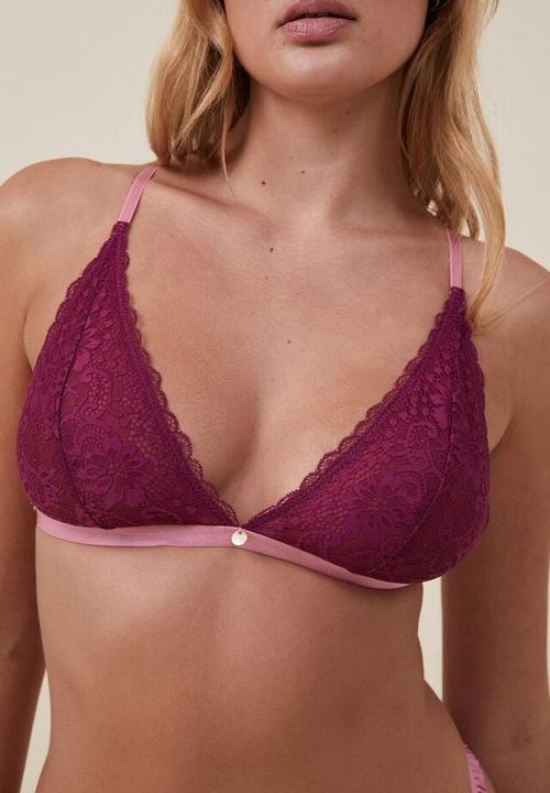 Cotton On - Cassie lace apex bralette - sangria