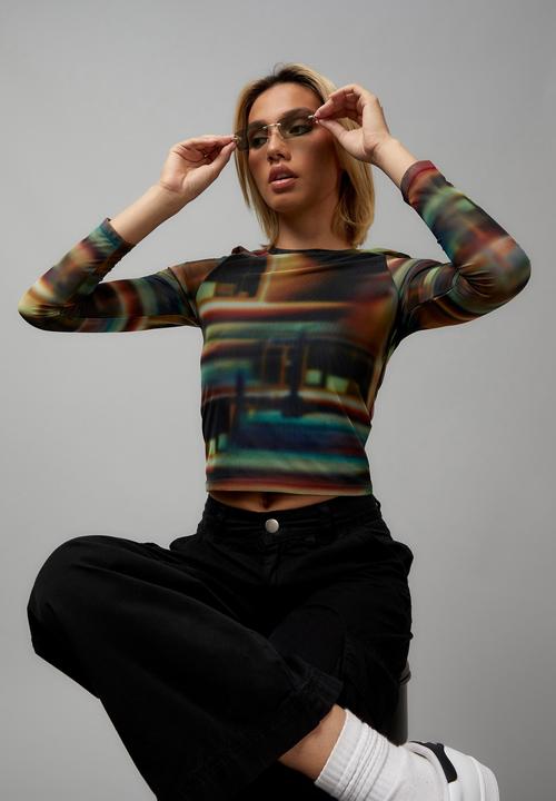 Factorie - Sheer long sleeve top - motel/multi
