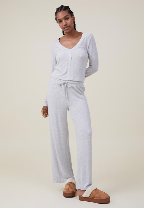 Cotton On - Supersoft long sleeve henley - light grey marle