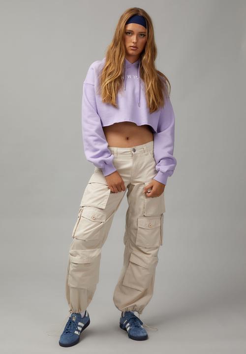 Factorie - Slouchy crop hoodie - lavender/ny