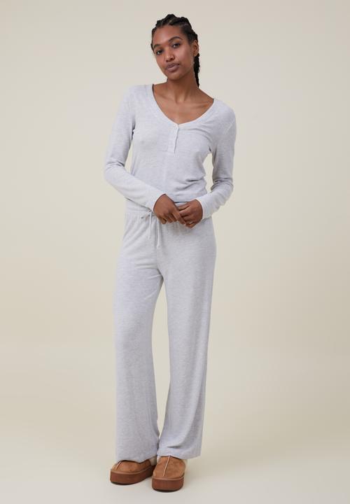 Cotton On - Super soft wide leg pant - light grey marle