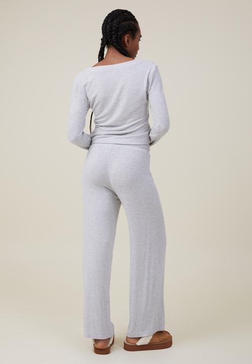 Cotton On - Super soft wide leg pant - light grey marle