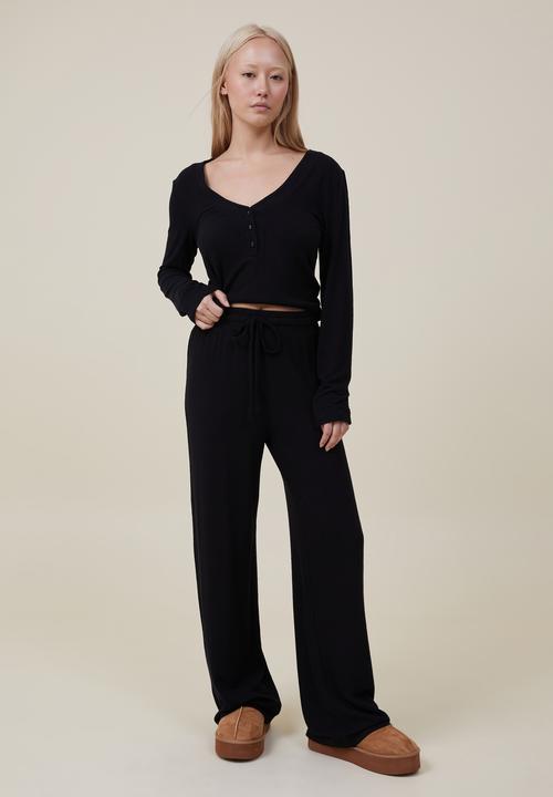 Cotton On - Super soft wide leg pant - black