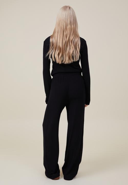 Cotton On - Super soft wide leg pant - black