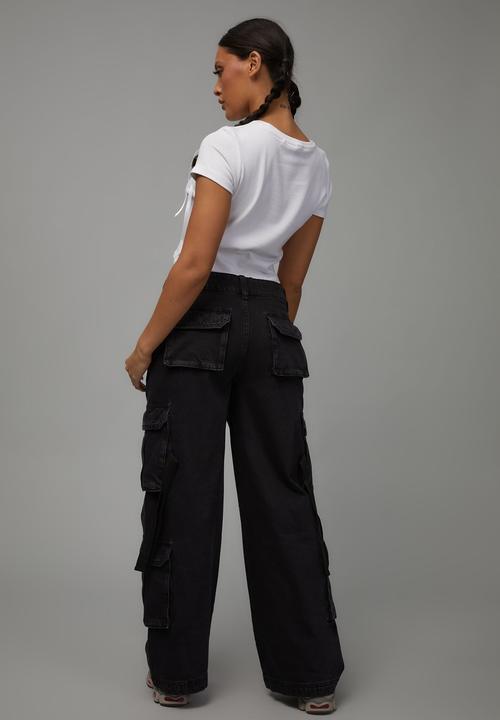 Factorie - Strappy cargo jean - washed black