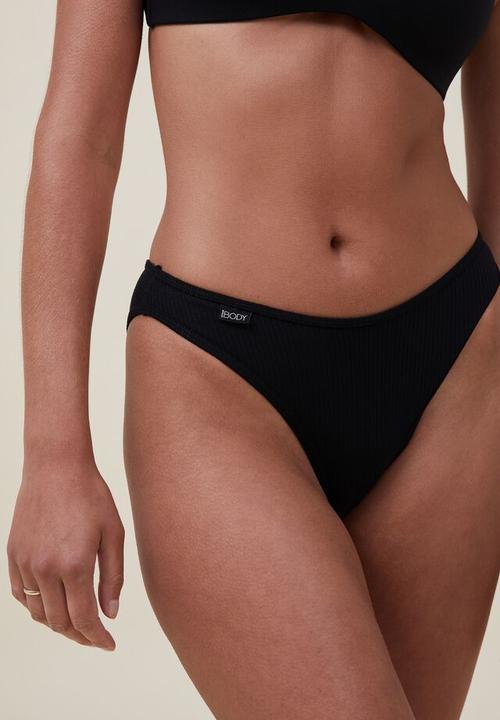 Cotton On - Organic cotton rib bikini brief - black 
