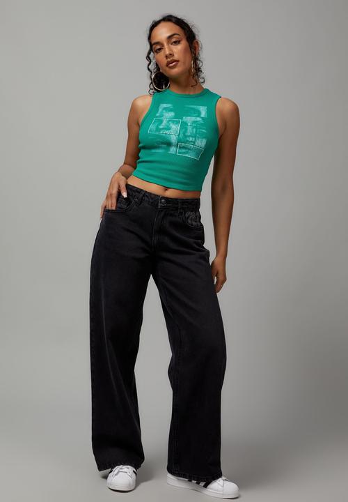 Factorie - Trophy low rise baggy jean - multi placement/washed black